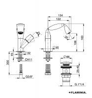 MEDIDAS MONOMANDO LAVABO FOLD FLAMINIA